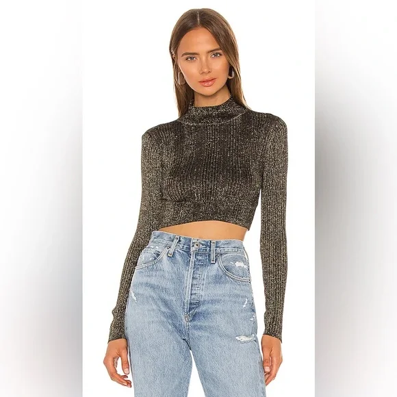 NBD x Revolve Lurex Knit Lilith Sweater in Night - Picture 1 of 3